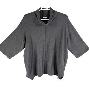J Jill PURE JILL Womens L RELAXED KNIT 147021 Dark Charcoal Heather PONCHO Tunic